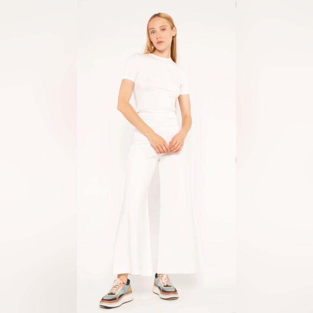 NWT Ripley Rader Pont Knit White Wide Leg Cropped Pants Size 1 (XS)